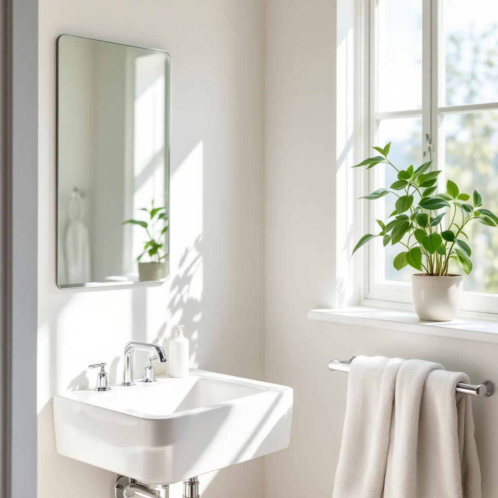 Peinture satinée claire dans une salle de bain